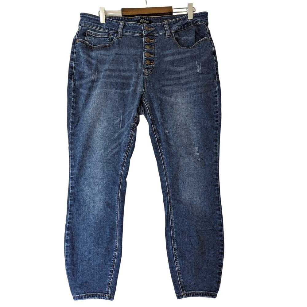 Judy Blue Jeans Women 18W Skinny Fit Mid Rise Button Fly Blue Denim Stretch